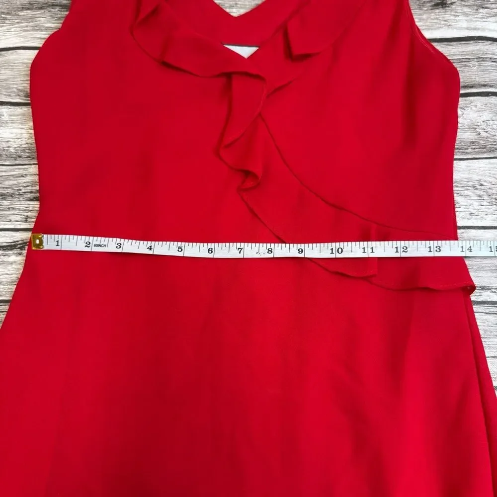 VTG 90s Breakin Loose Women's Red Faux Wrap Dress Mini Ruffle 9/10 - Picture 10 of 13